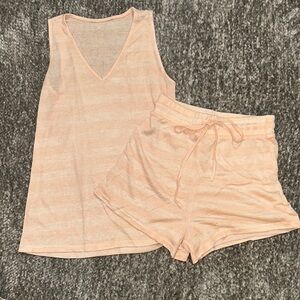 NWOT Women's Peachy pink stripe tank & shorts set size small